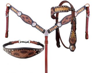Klassy Cowgirl Argentina Cow Leather Re-purposed Louis Vuitton Headstall  and Breast Collar Set with scalloped breast collar